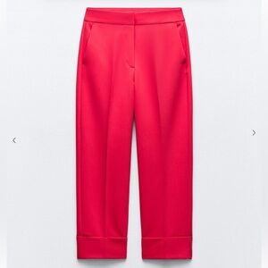 Zara Cuffed Straight Leg Pants Red trouser size XS/W24
